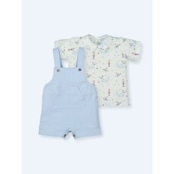 Peto y blusita estampada algodón orgánico - Ropa bebé