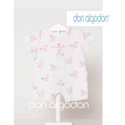 Pelele Pijama bebé manga corta animales rosa Don Algodón