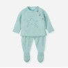 Conjunto bebé dos piezas polaina y jersey manga larga verde agua