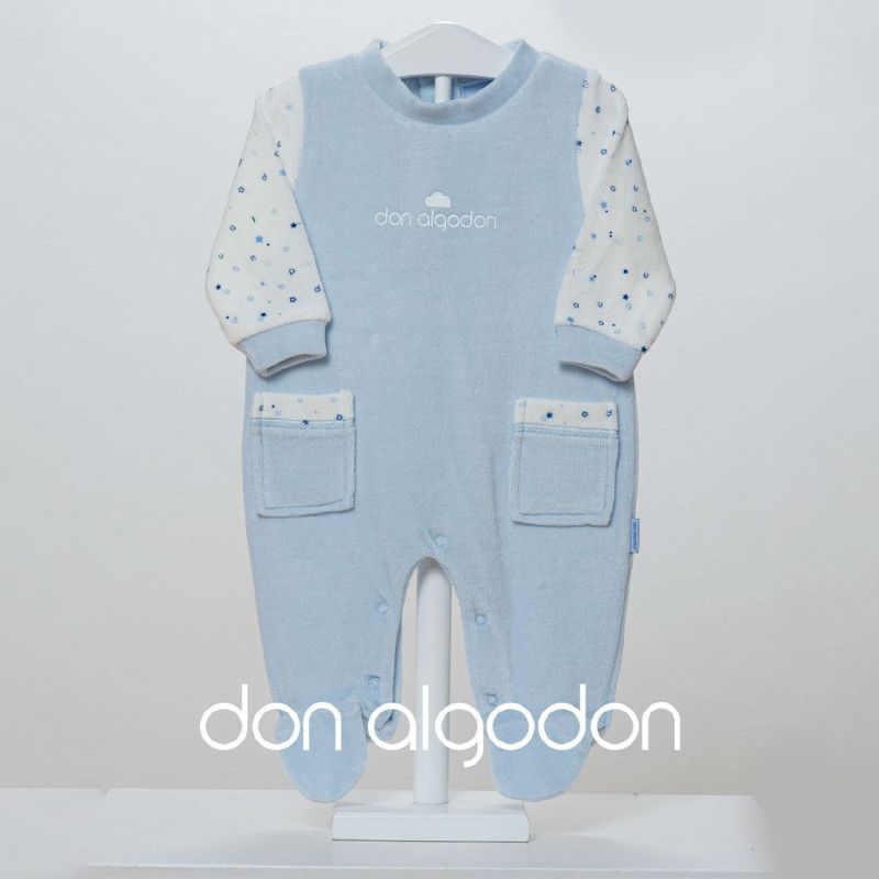 Pelele bebé terciopelo azul Don Algodón