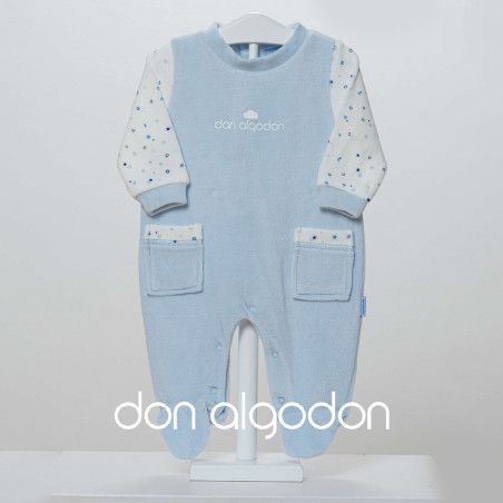 Pelele bebé terciopelo azul Don Algodón