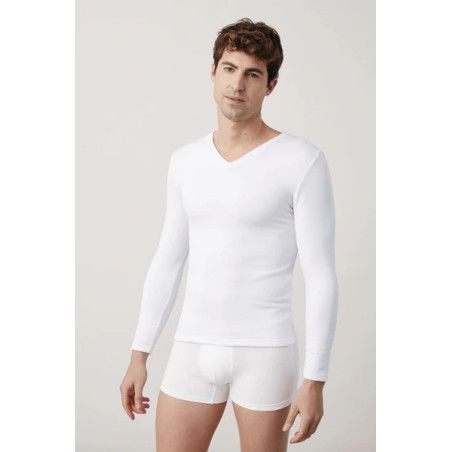 Camiseta interior térmica manga larga cuello pico 70101