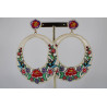 Pendientes Aro Bordado Flores Flamenca