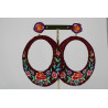 Pendientes Aro Bordado Flores Flamenca