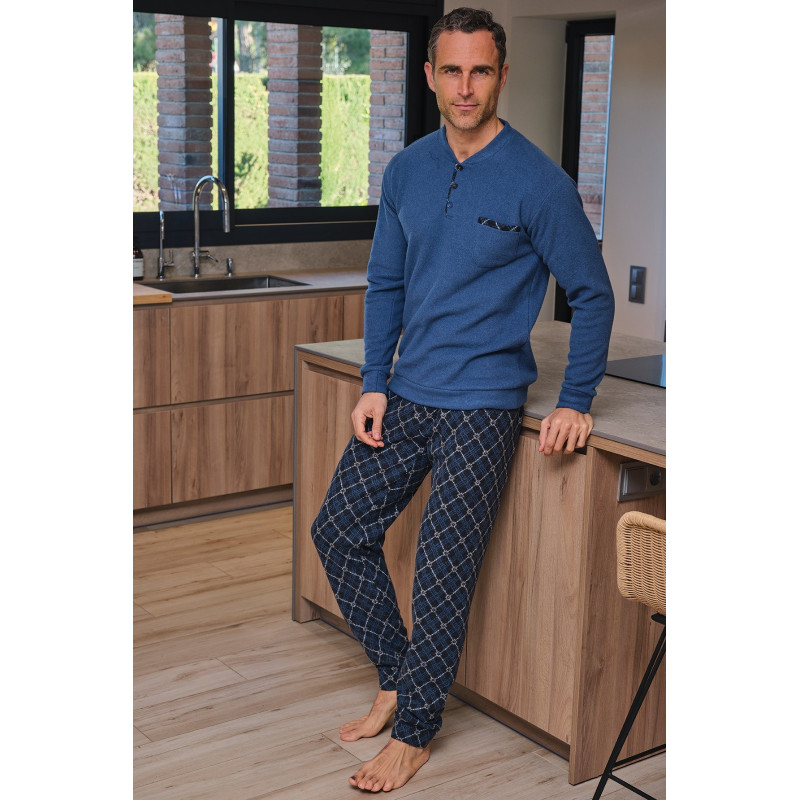Pijama hombre Punto Milano manga larga invierno cuadros