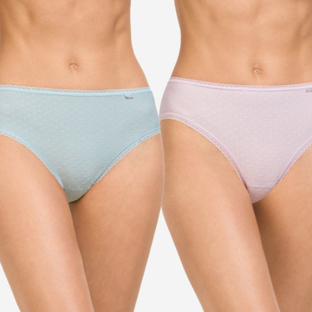 Pack 2 Bragas Midi AVET Plumeti de Algodón – Colores Pastel y Puntilla Femenina