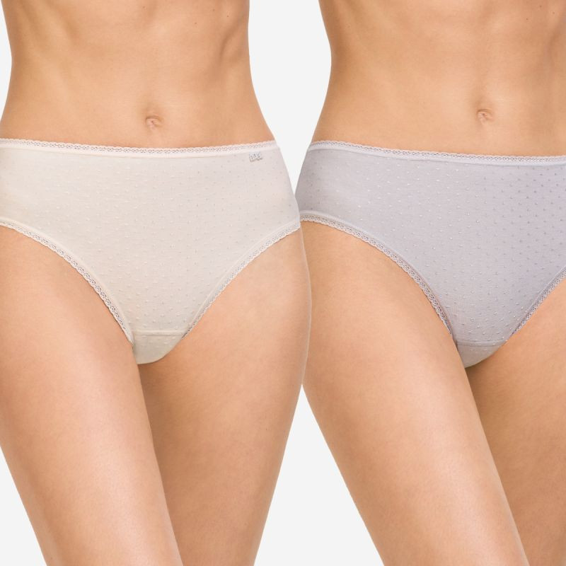 Pack 2 Bragas Midi AVET Plumeti de Algodón – Colores Pastel y Puntilla Femenina