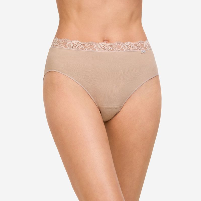 Braga Midi AVET 32079 de Algodón con Encaje – Básico Elegante en Negro y Arena
