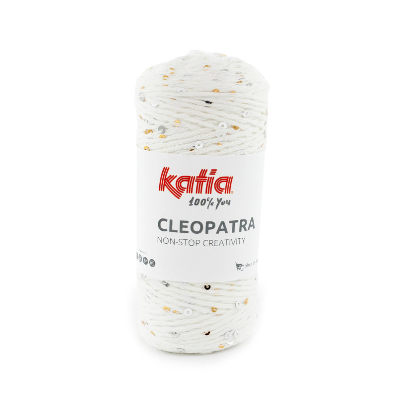 Katia Cleopatra – Hilo de algodón con lentejuelas doradas y plateadas, brillo espectacular