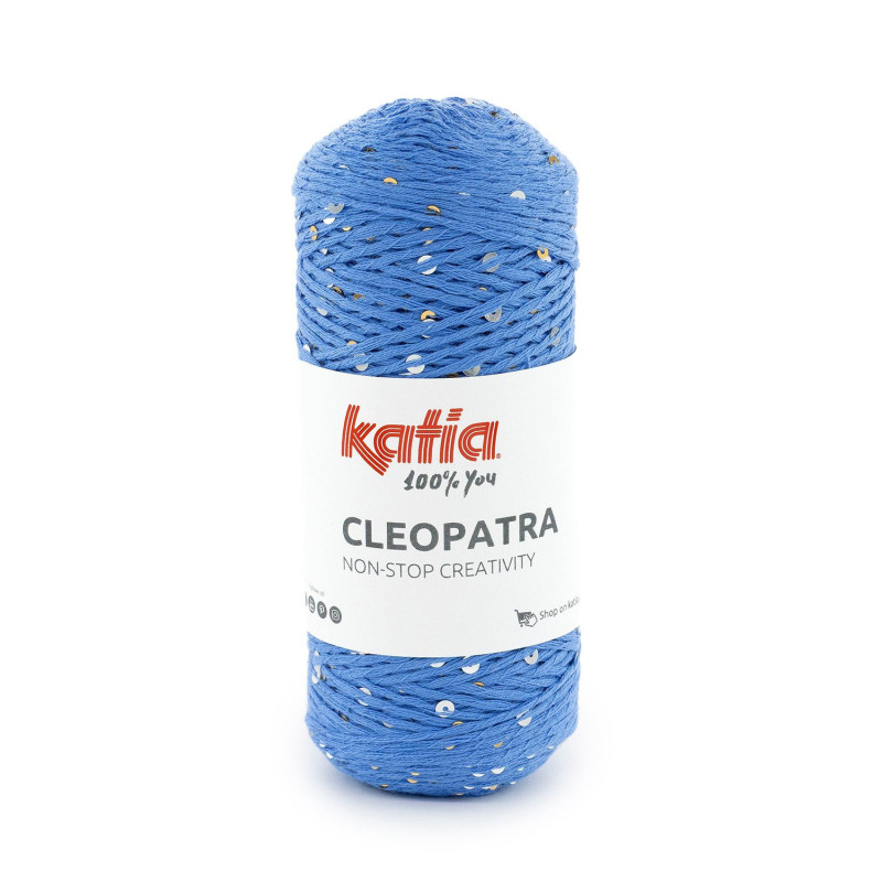 Katia Cleopatra – Hilo de algodón con lentejuelas doradas y plateadas, brillo espectacular