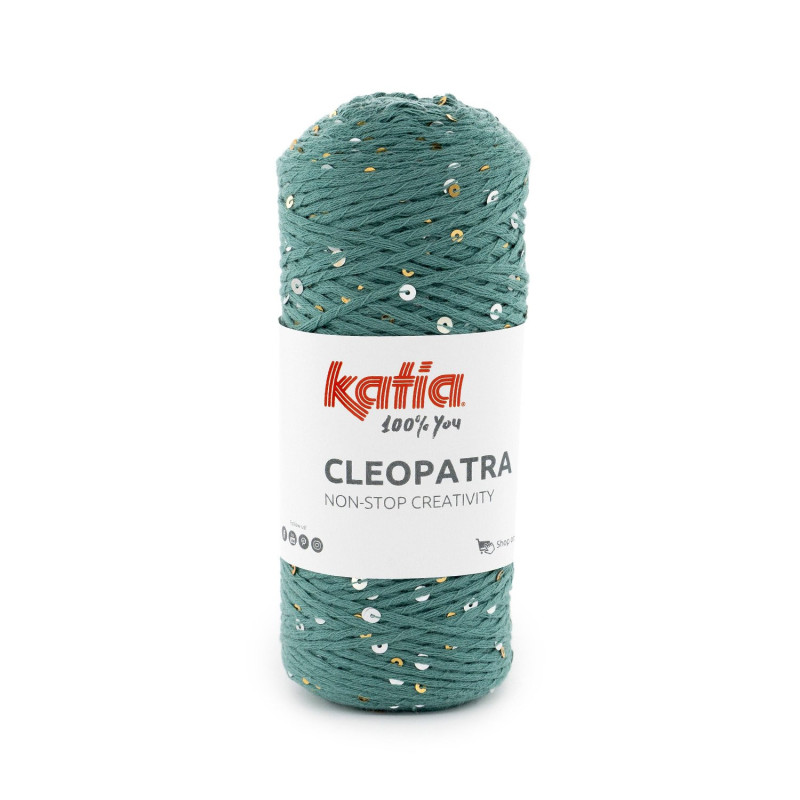 Katia Cleopatra – Hilo de algodón con lentejuelas doradas y plateadas, brillo espectacular