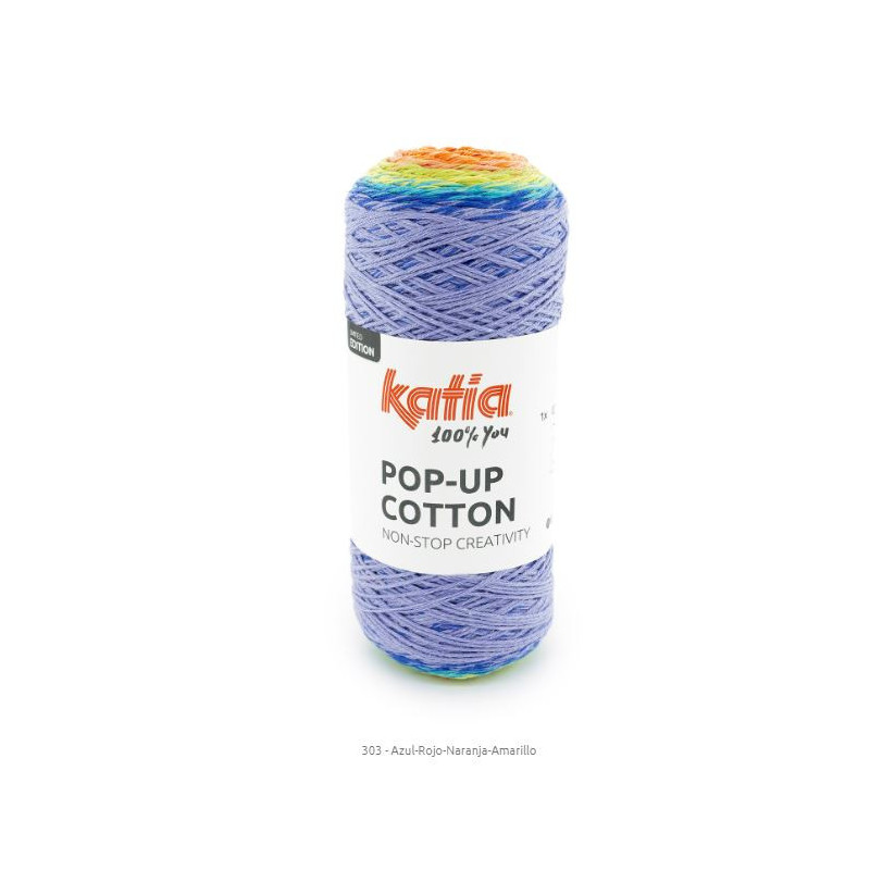 Katia Pop‑Up Cotton – Hilo mouliné con transición de color perfecta y 200 g de creatividad