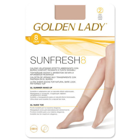 Pack 2 tobilleros verano GOLDEN LADY SUNFRESH 8 Den – Calcetín ultratransparente efecto bronceado