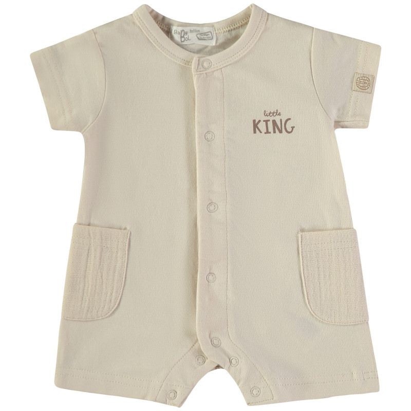 Pelele de bebé de algodón – Diseño “Little King” con botones frontales