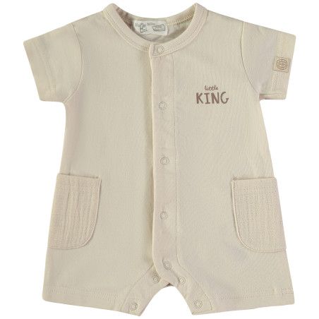 Pelele de bebé de algodón – Diseño “Little King” con botones frontales