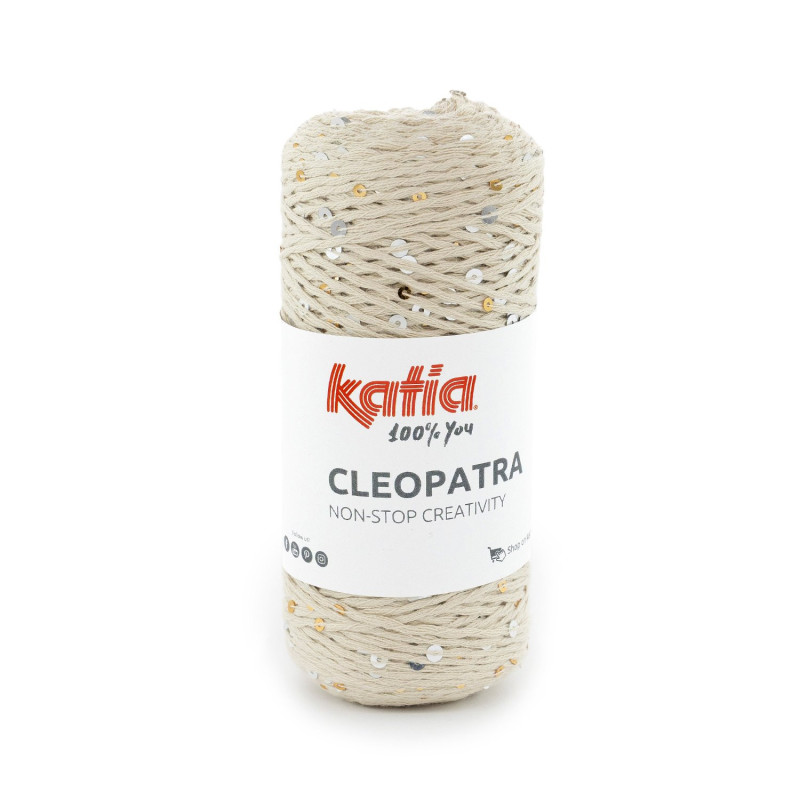 Katia Cleopatra – Hilo de algodón con lentejuelas doradas y plateadas, brillo espectacular